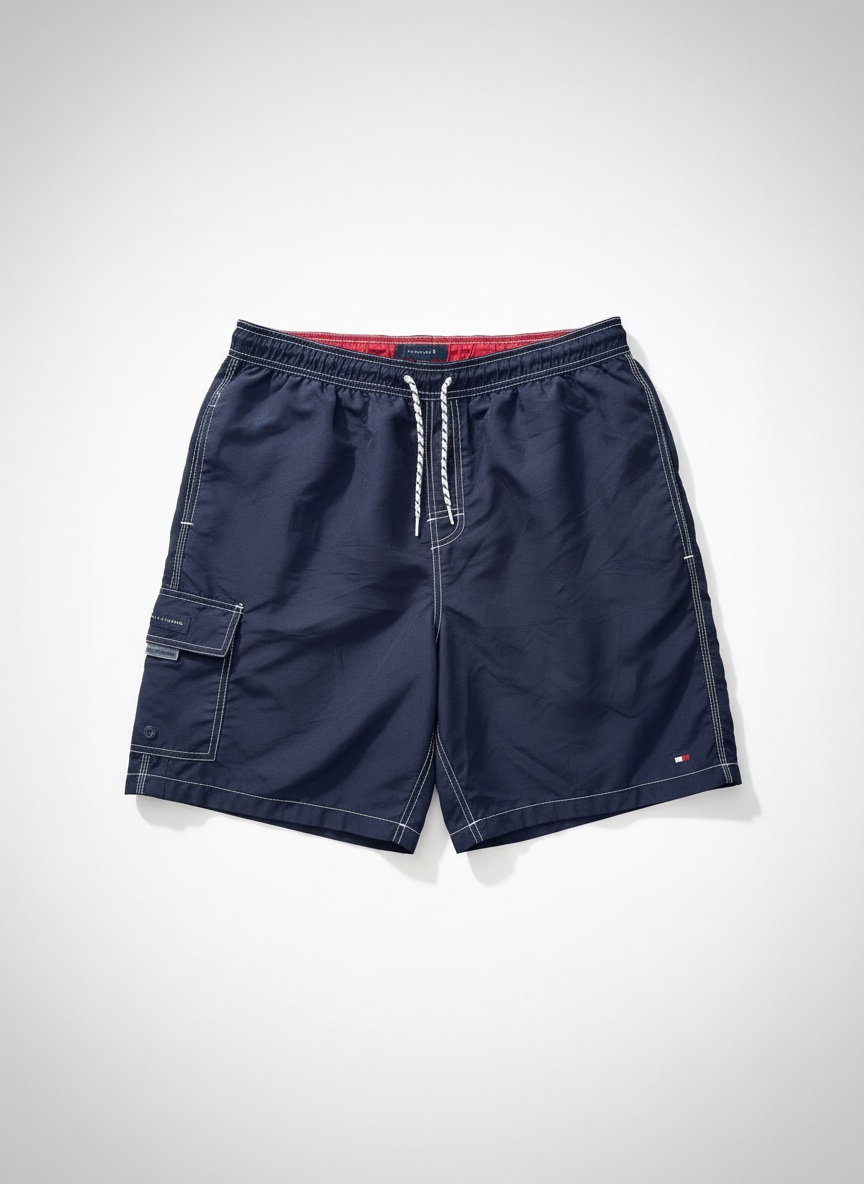 Tommy Hilfiger Mens Swim Trunks Blue Mesh Lined Drawstring Shorts.  Size L