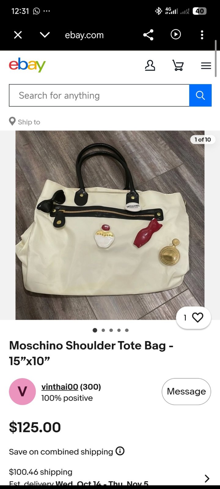 Sac Porté Épaule Vintage Moschino Parfums – Blanc/Crème