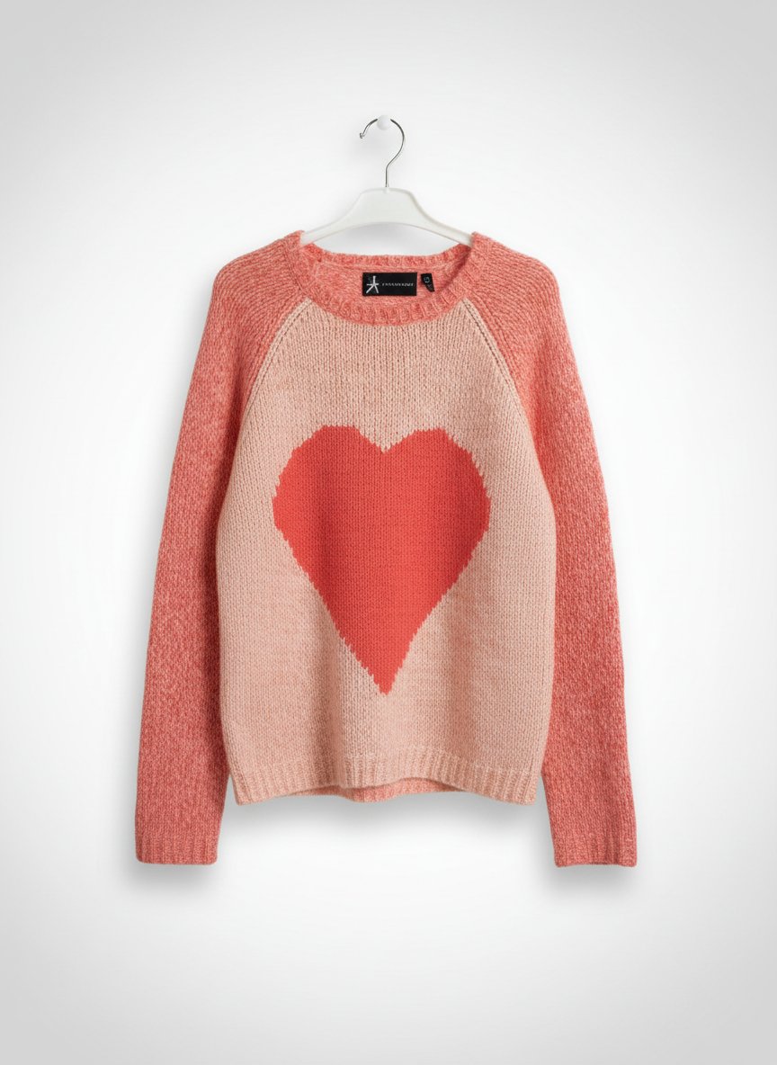 Joli pull en maille cocooning avec grand cœur 