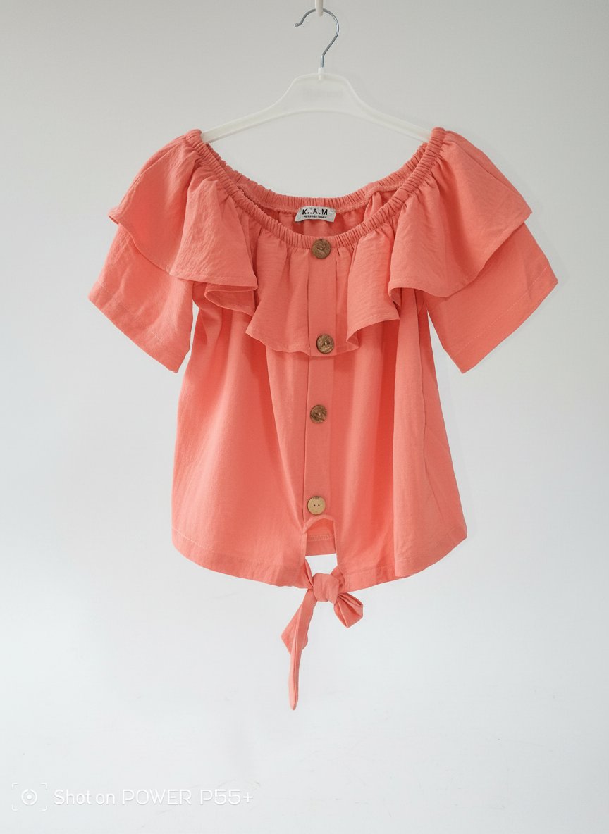 Joli crop top corail style champêtre et féminin - Taille S 