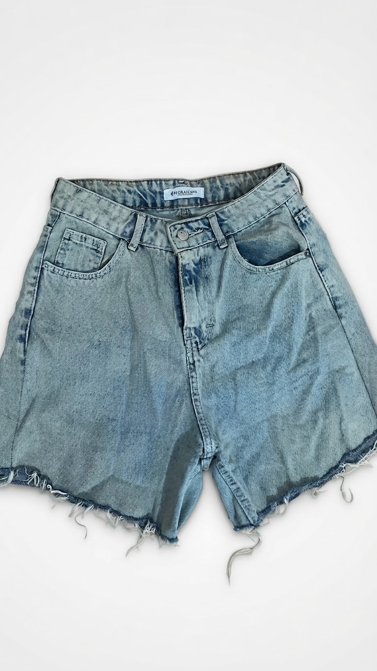 Short jean taille haute