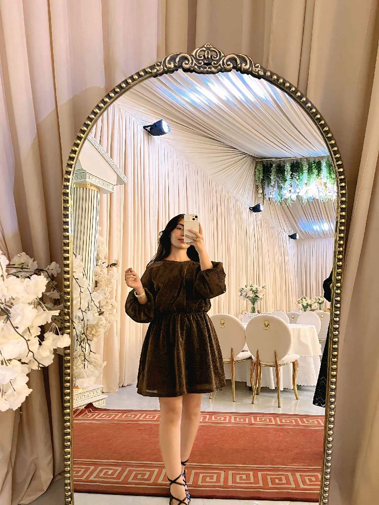 Robe courte marron pailletée SHEIN