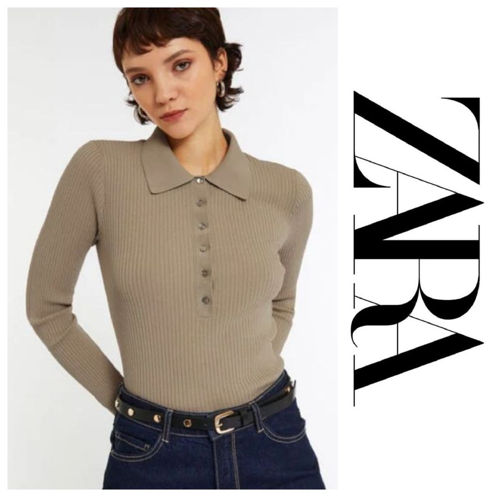 Body Manches Longues Côtelé à Boutons Zara