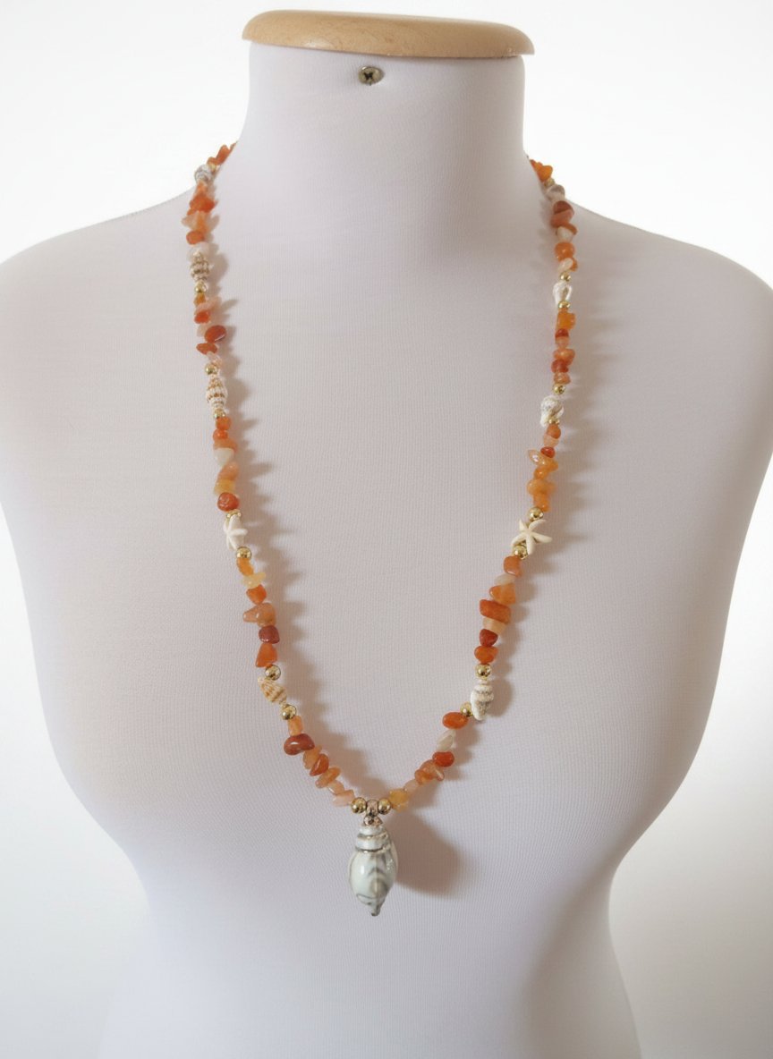 Collier en pierre naturelle et acier inoxydable 