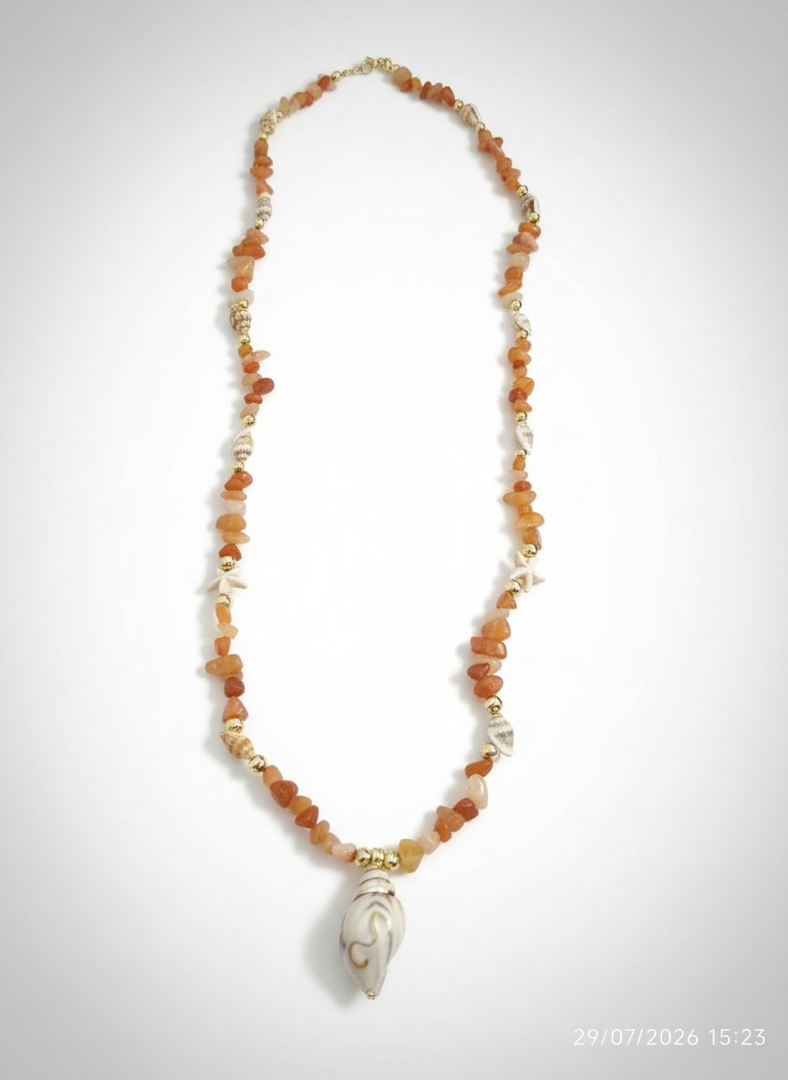 Collier en acier inoxydable et pierres naturelles 