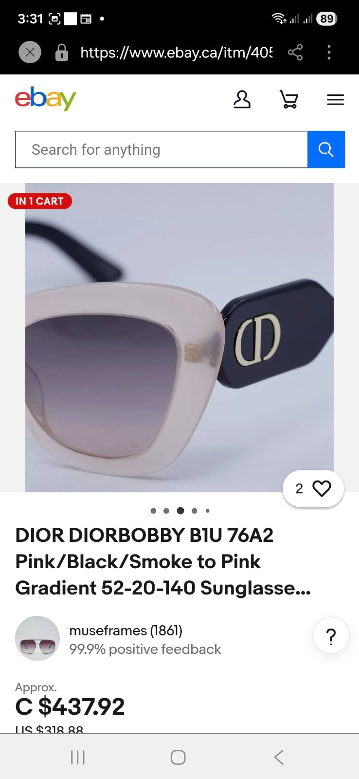 Lunette Dior Authentic importée