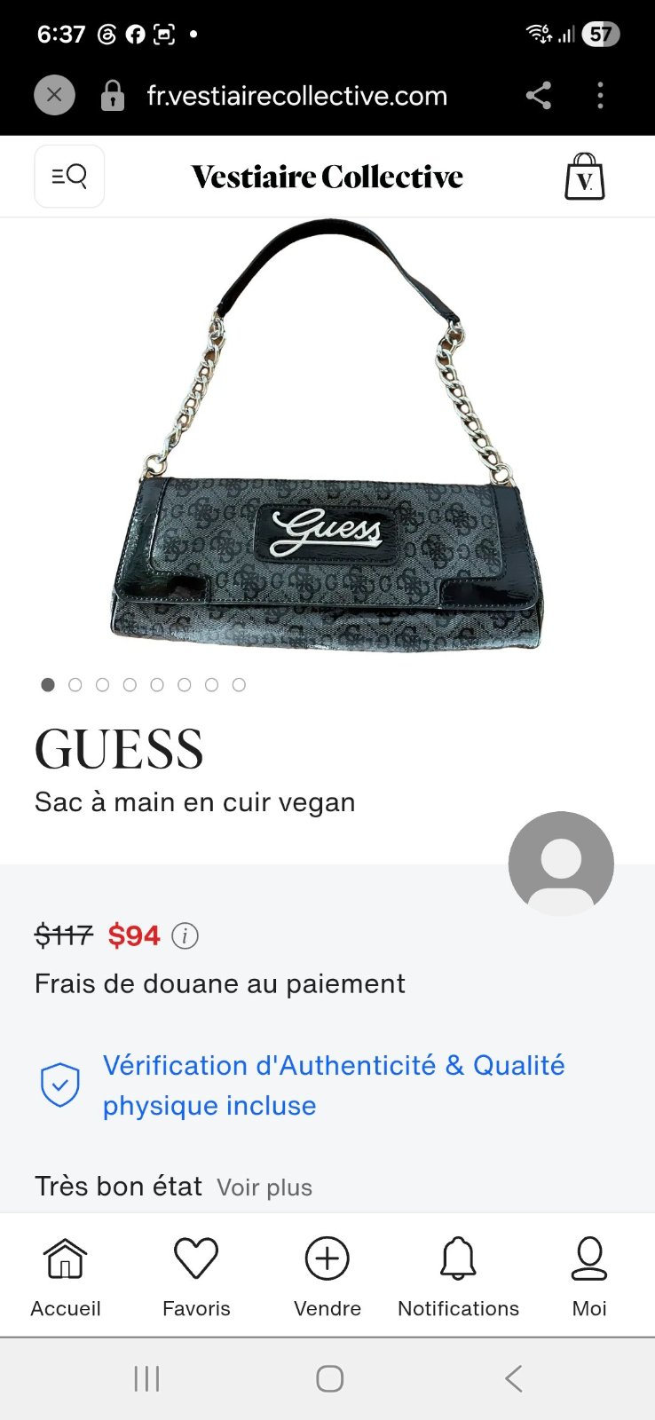 Petit Sac Guess Authentic importé