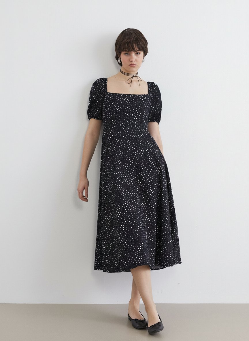 Robe polka dots evec une fonte 