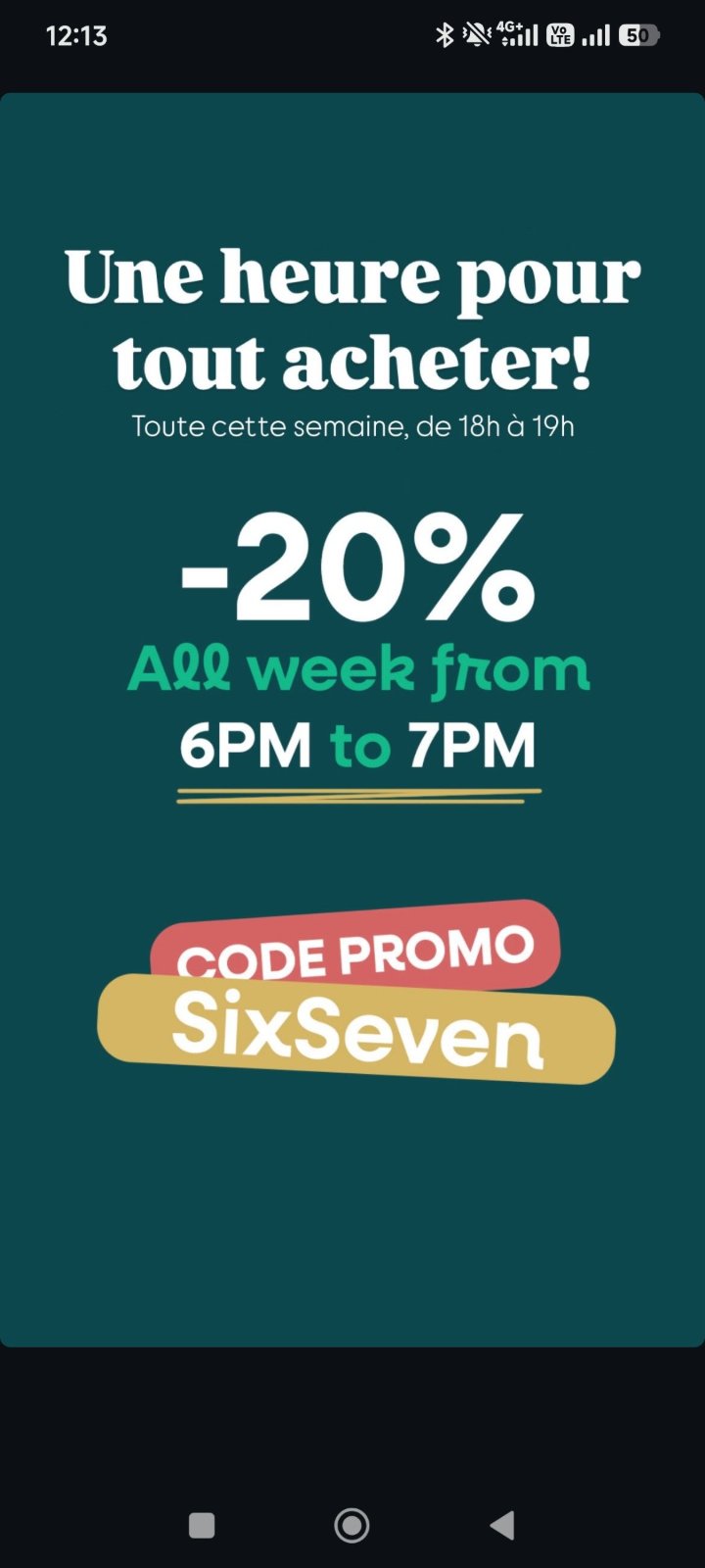 Code promo aujourd'hui profitez 