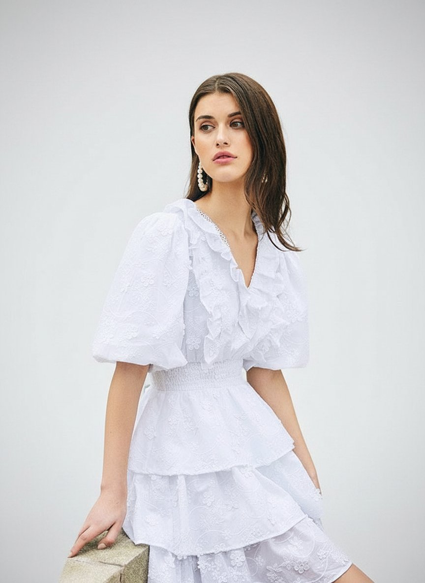 Robe blanche brodée
