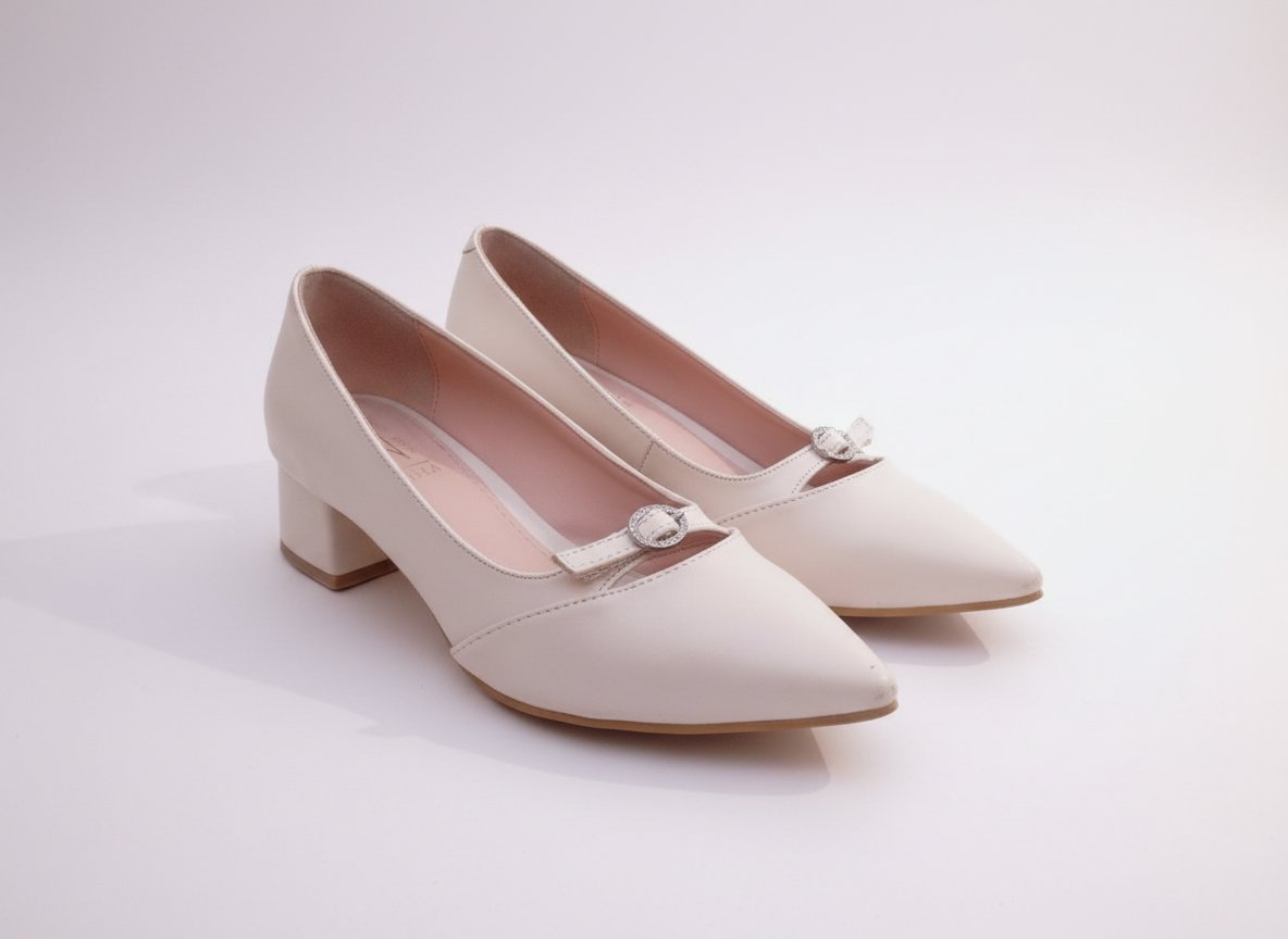 حذاء بكعب مربع (beige)