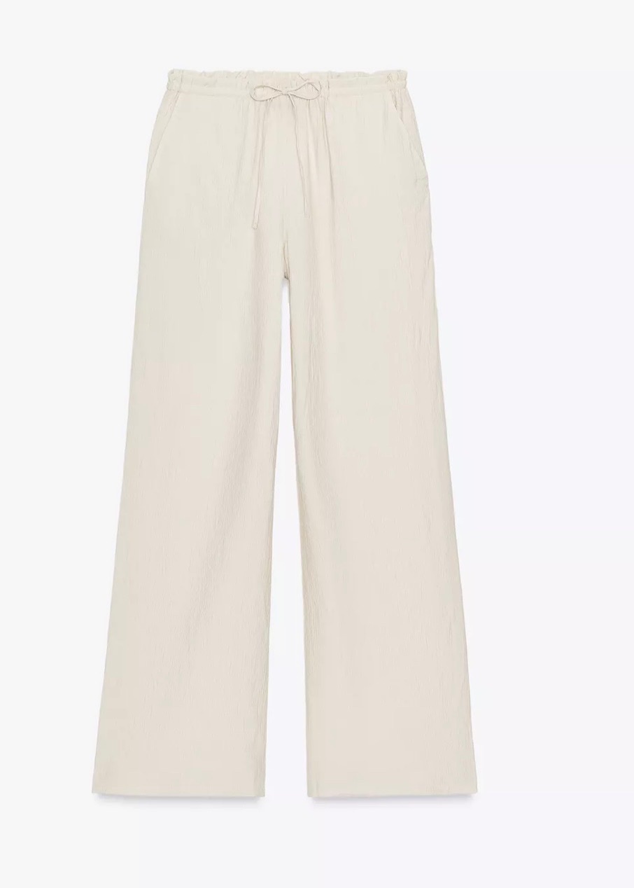 Pantalon zara lin texturé 