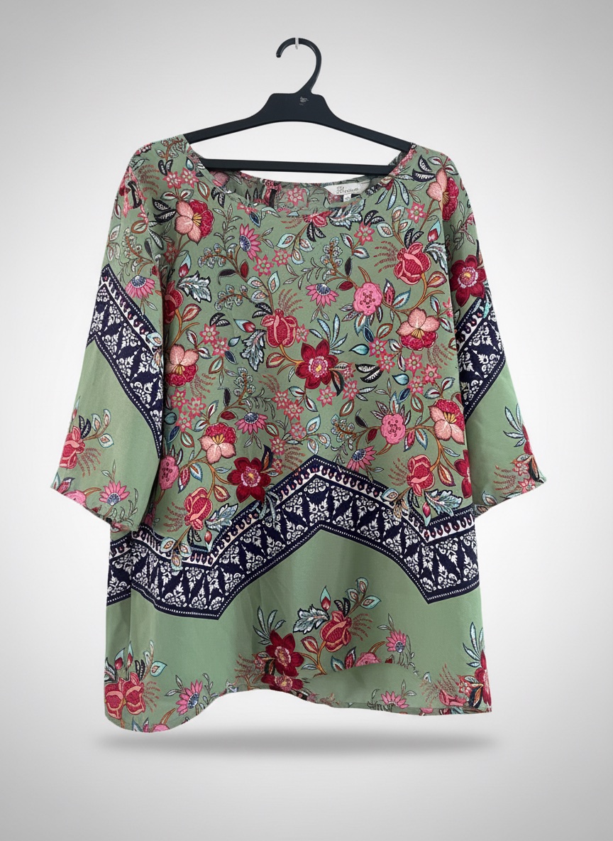 Chemise vert rt bleu multicolorue