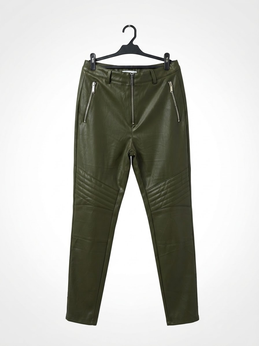 Pantalon cuir en vert