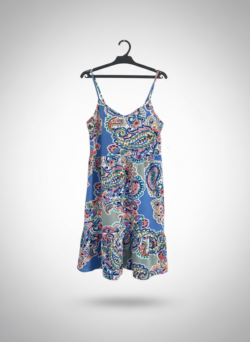 Robe bleu mini en bretelle