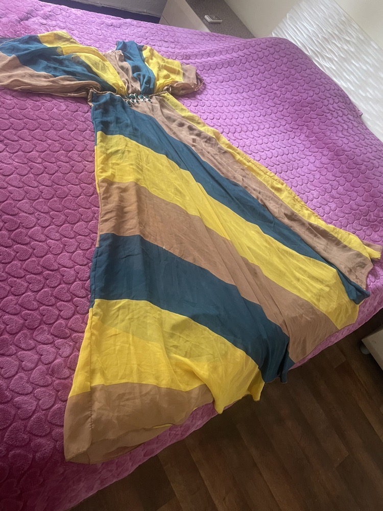 robe long bleu et jaune