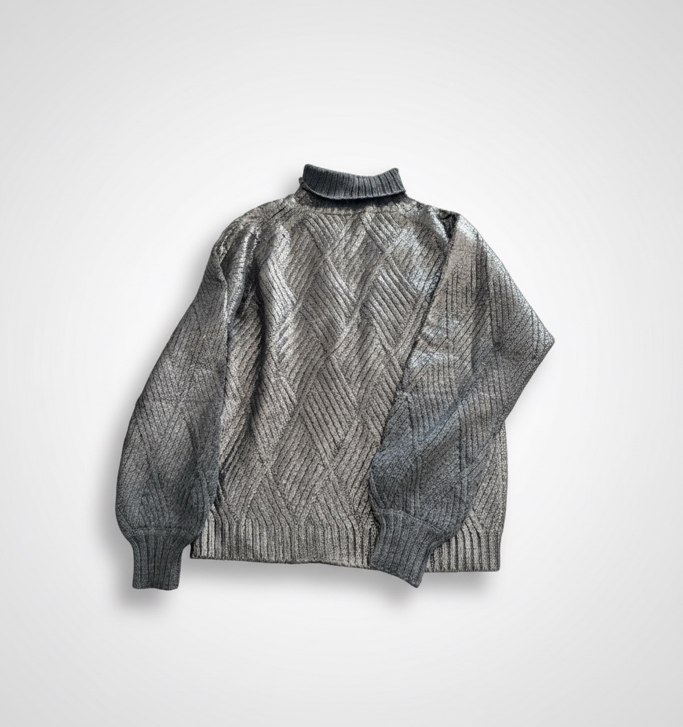 Pull chaud argent col roule 