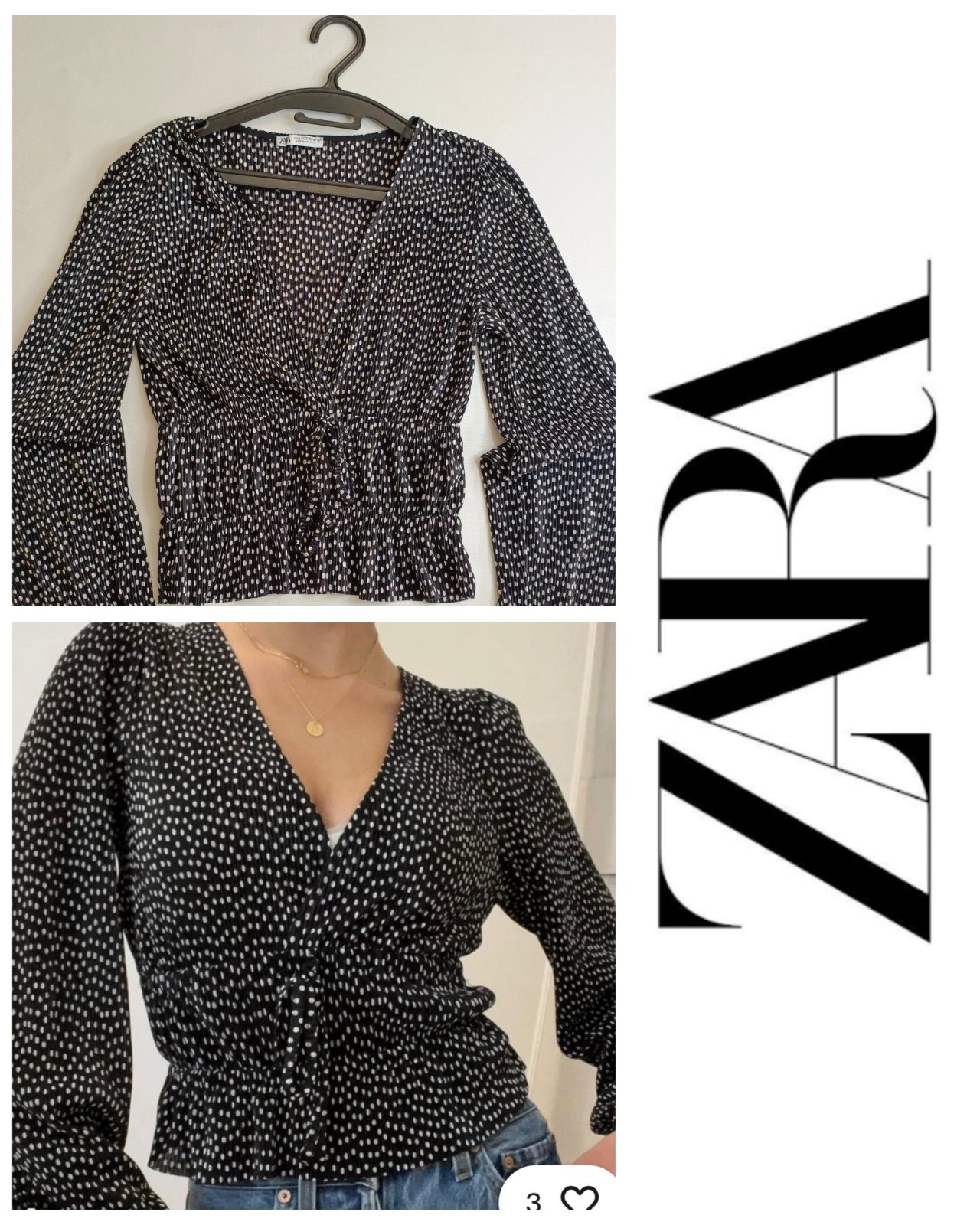 Blouse zara polka dots pointié