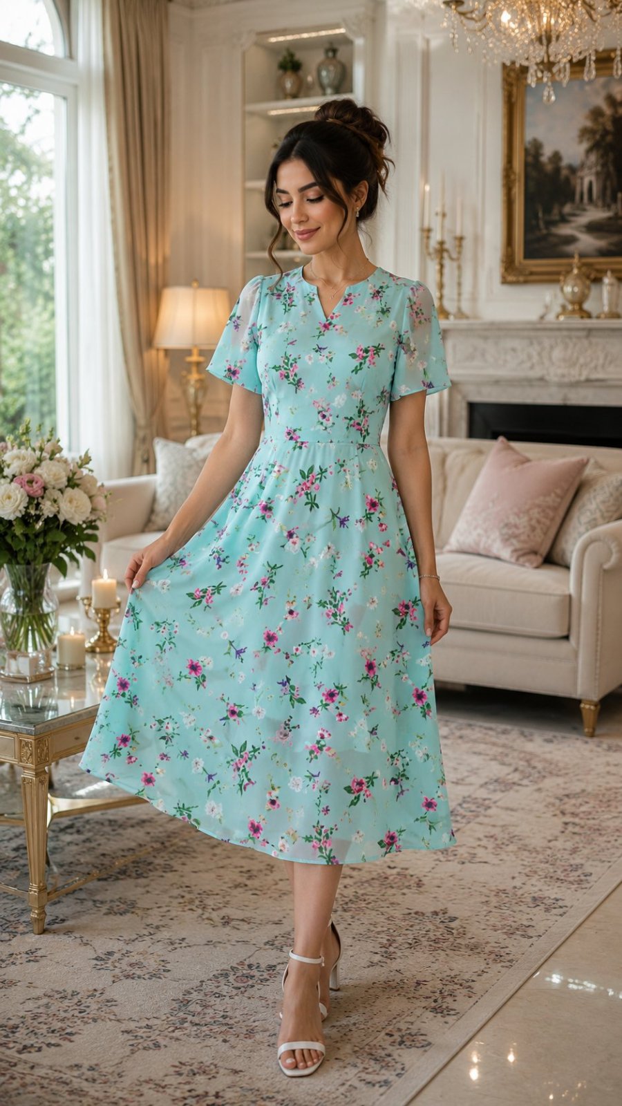 Robe floral vert chwingum 
