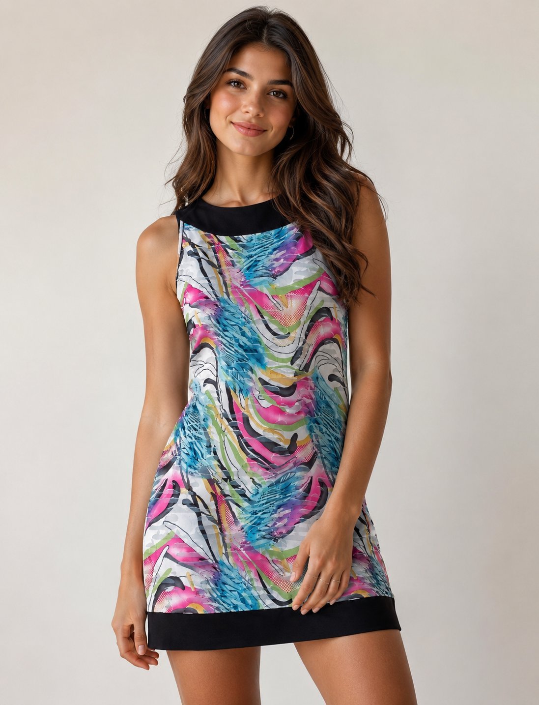 Robe courte imprimée multicolore – Taille M