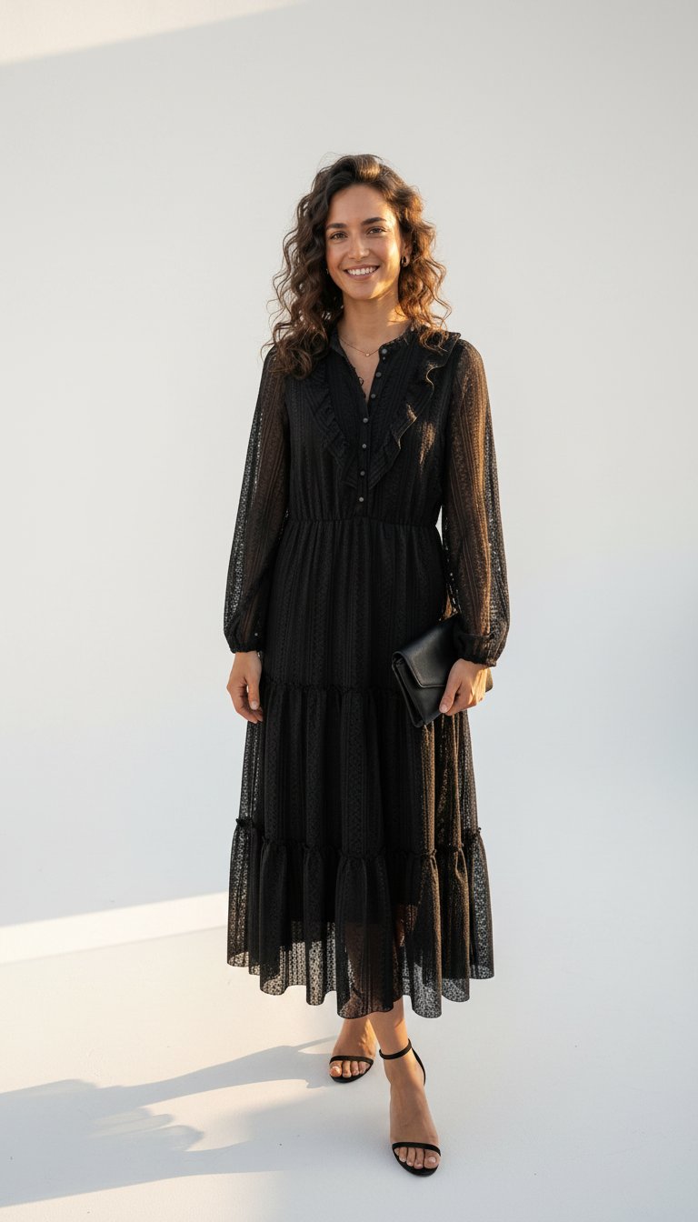 Robe noire en broderie T42