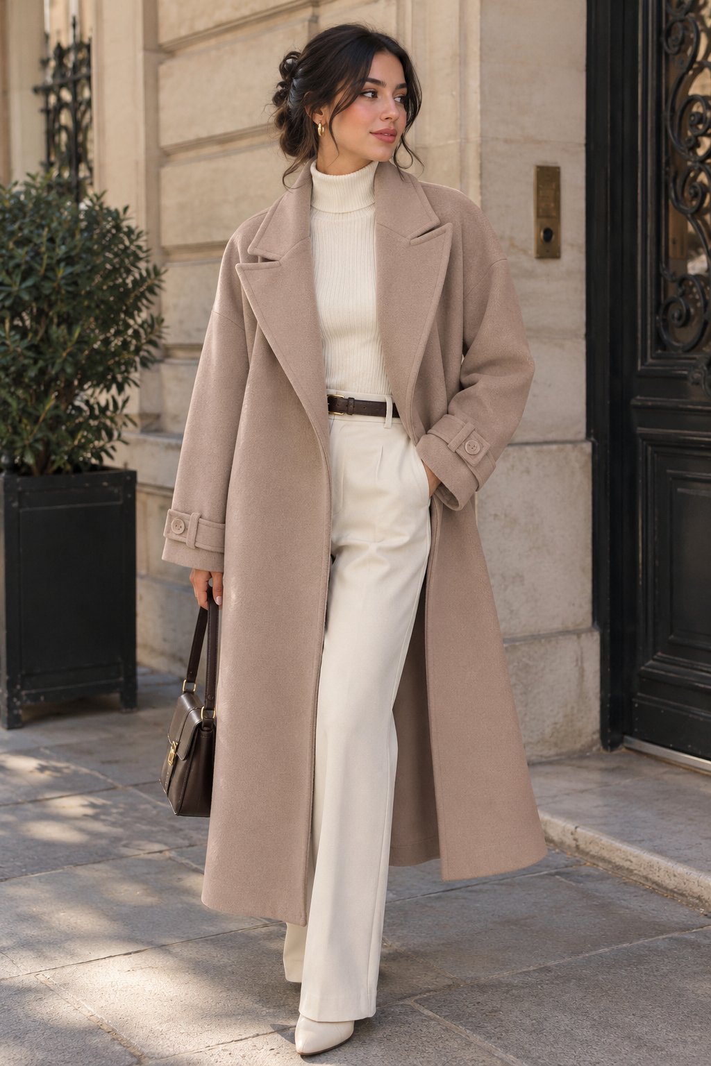 Manteau long élégant – Beige nude 🤎
