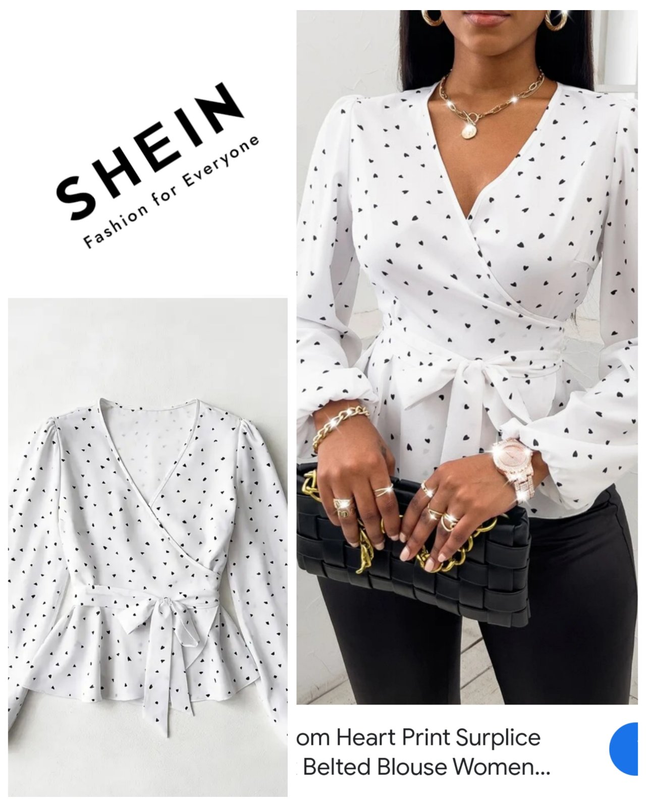 Blouse Shein croisée petit coeur