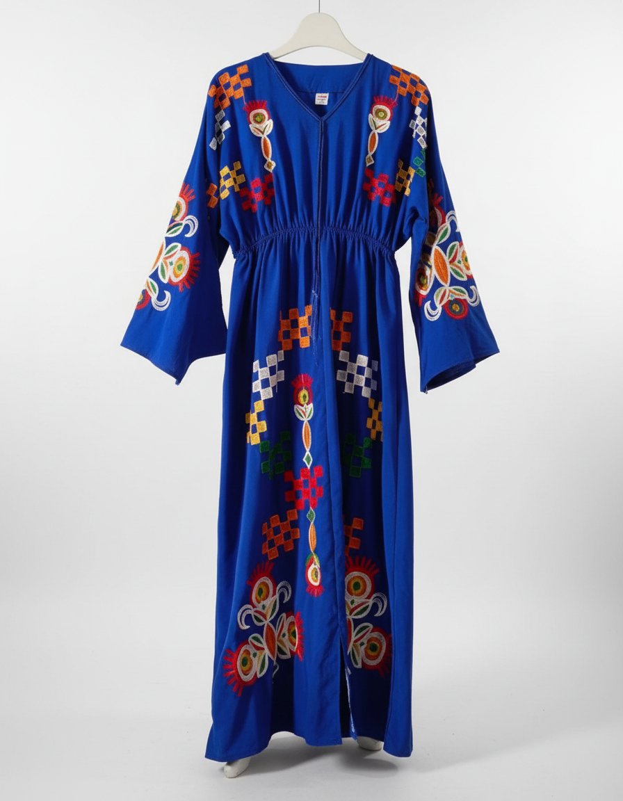 Robe longue brodée style bohème
