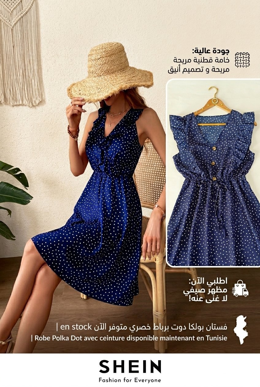 Polka dots midi dress Shein