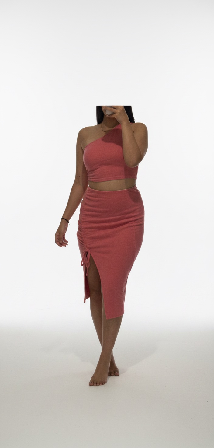 Set, top et jupe rose bubblegum
