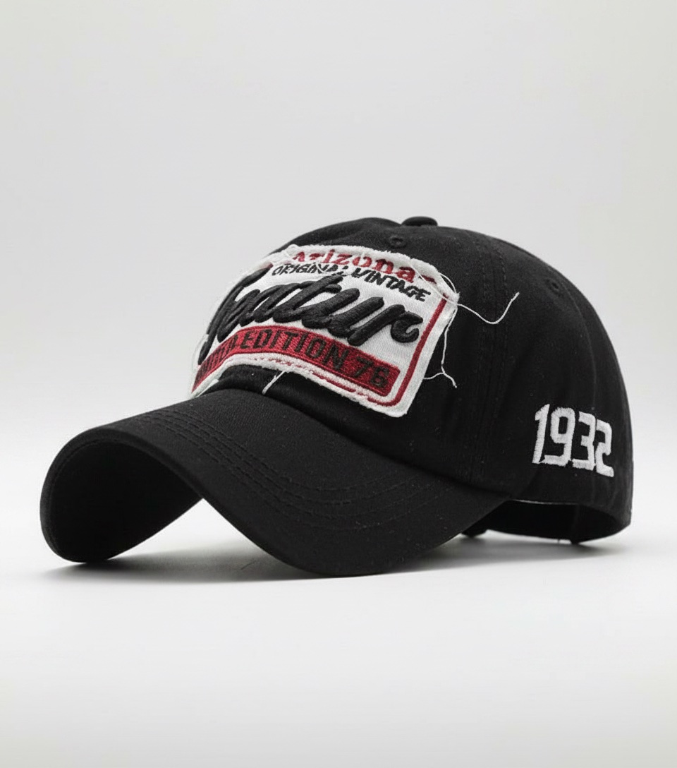 Casquette de baseball noire unisexe avec patch brodé de la lettre TEATUR