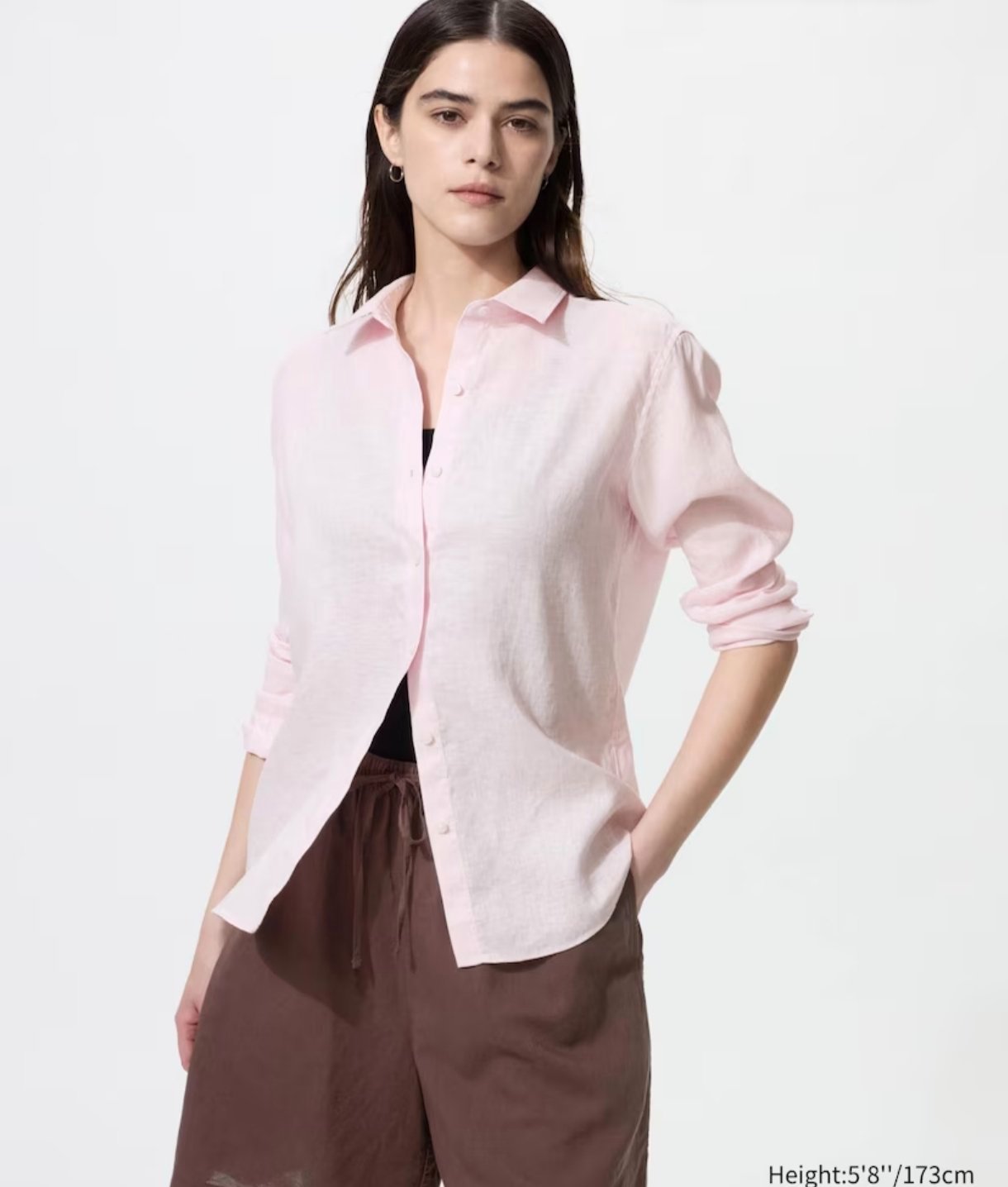 Chemise 100% conton rose poudré avec fine rayures 