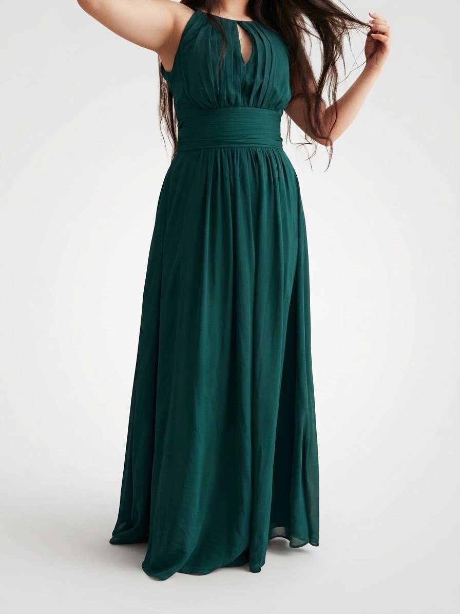 Robe longue élégante vert émeraude