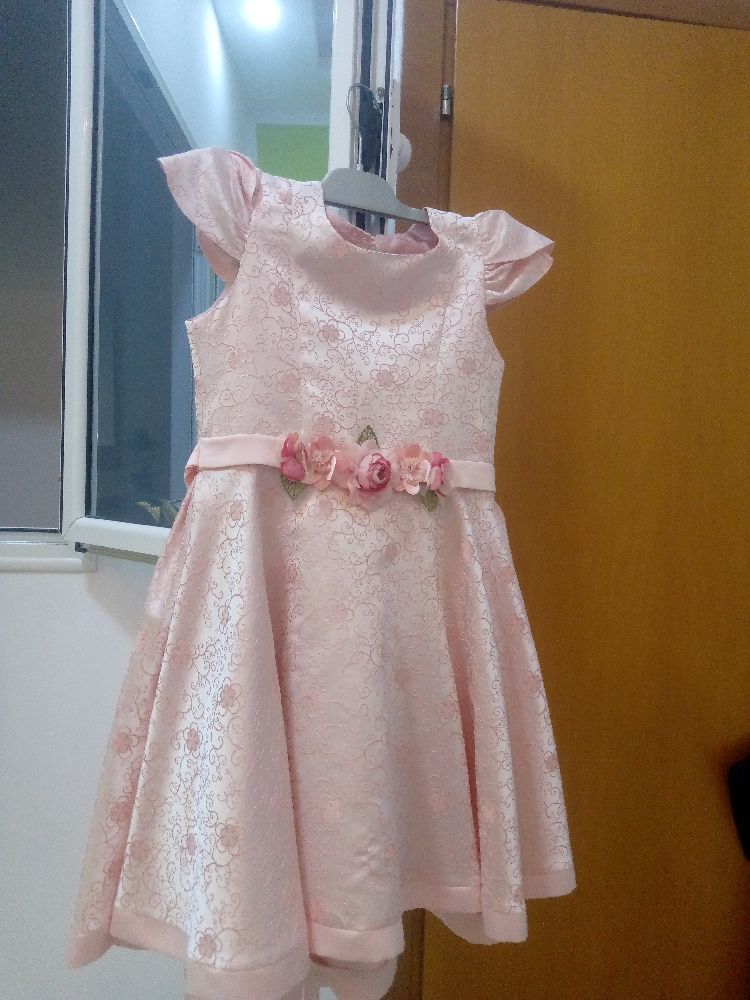 Robe de cérémonie filles de couleur rose bébé avec un sac