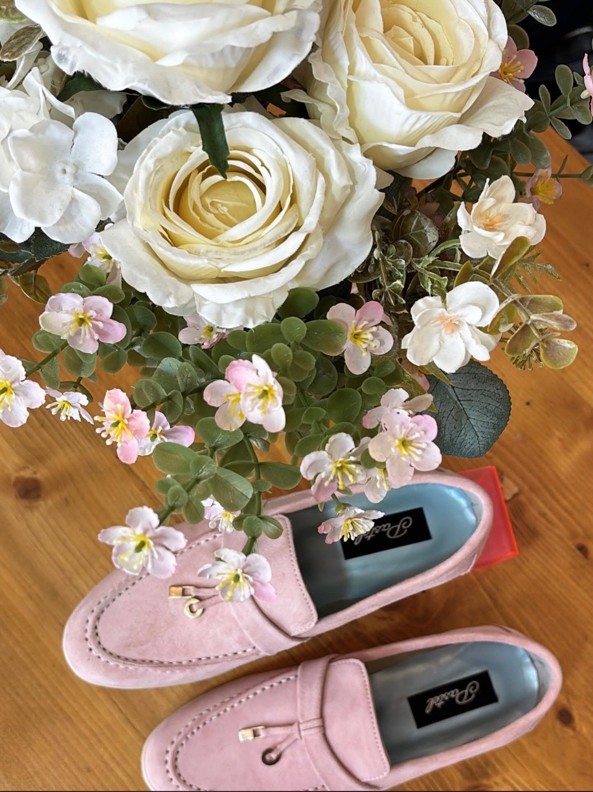 Moccasin Pink Lora 🌸🌸🎀🎀 Texture vrai daim doublure cuir semelle pvc  Pointure 38