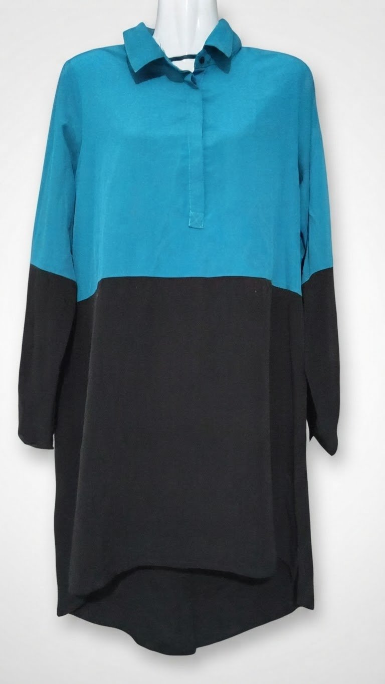 Chemise noir et bleu turquoise de la marque HERA 