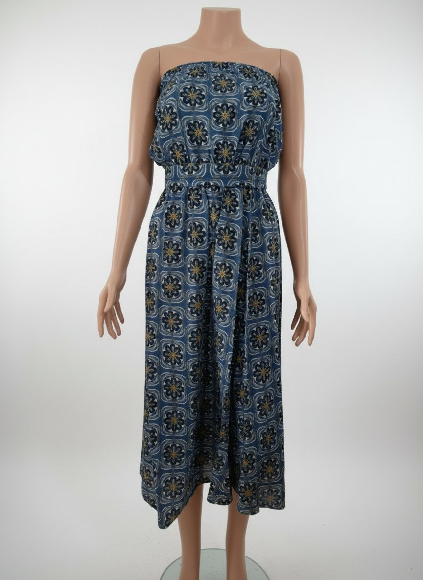 Robe bleu avec fleurs , état neuf