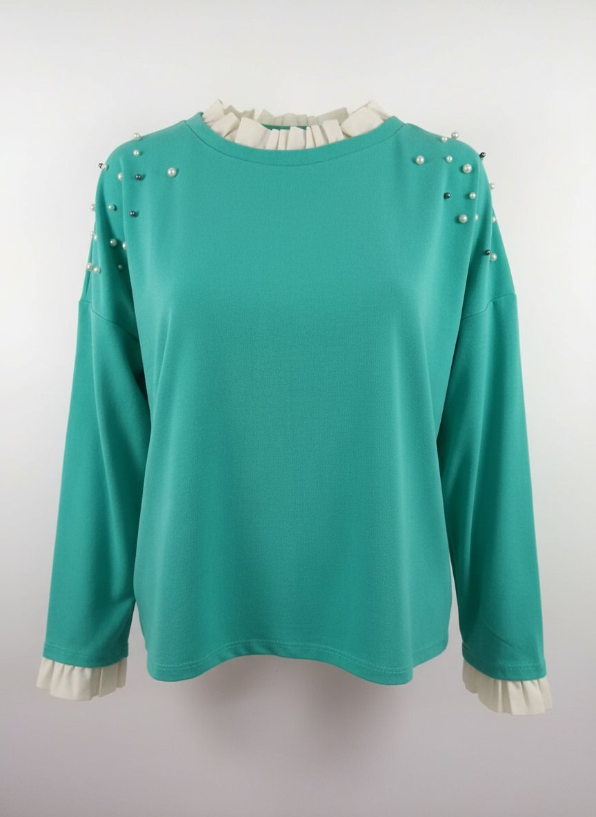Pull chemise turquoise , état neuf