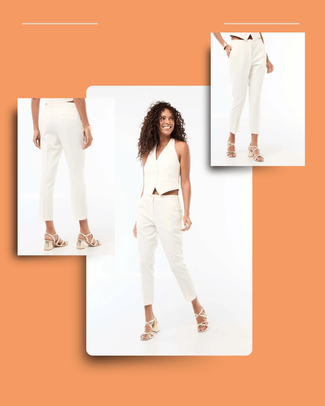 Pantalon Alesia en coton blanc cassé avec coupe doite made in Italy