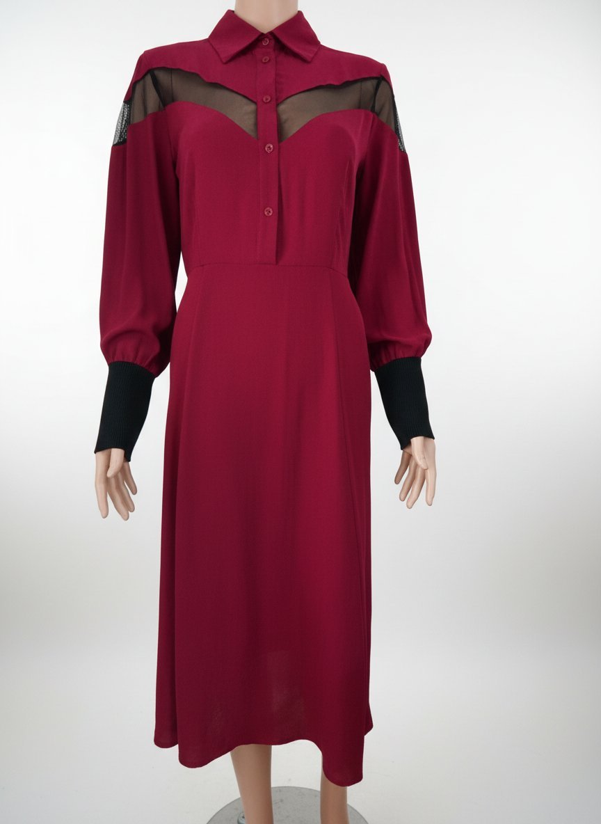 Robe Rouge Bordeaux Longue Femme , GLAN VARGLAN made in italy , état neuf