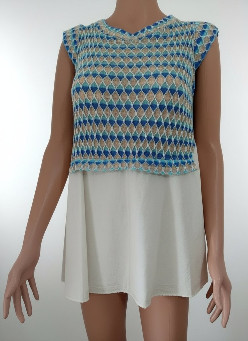 Robe mini bleu et blanc , état neuf