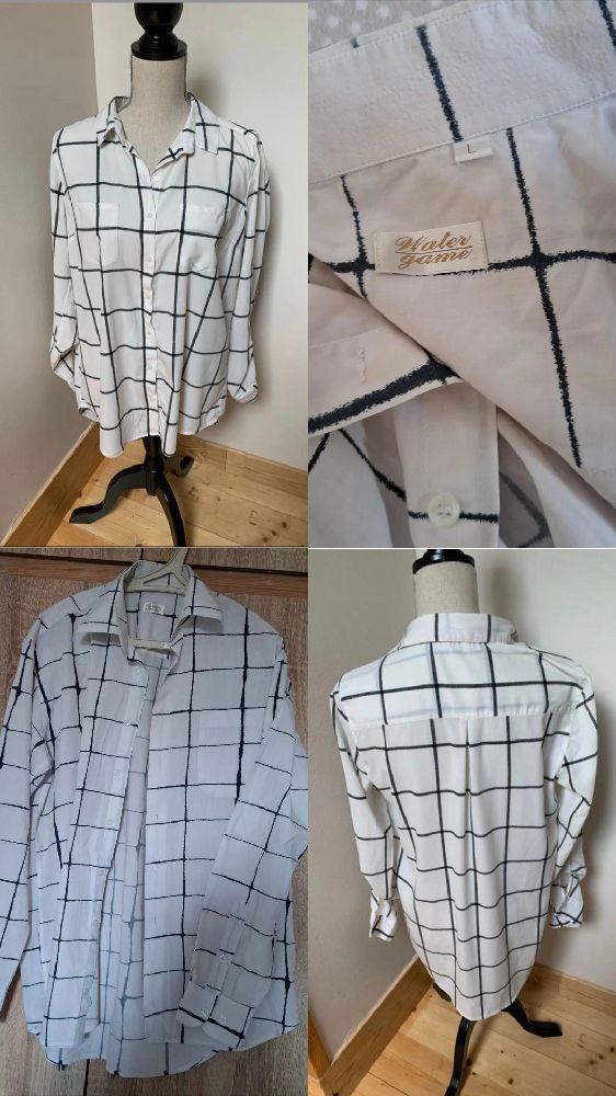 Chemise blanche à carreaux noirs