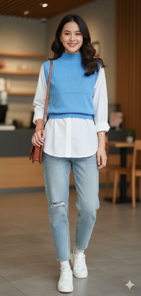 Pull sans manche bleu ciel 