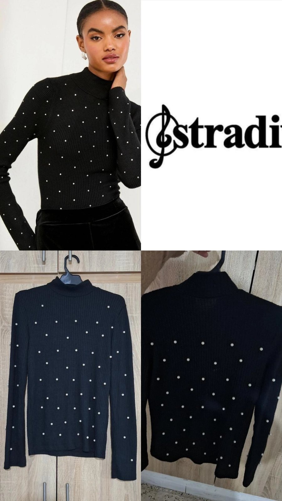 Pull stradi avec perle blanc 