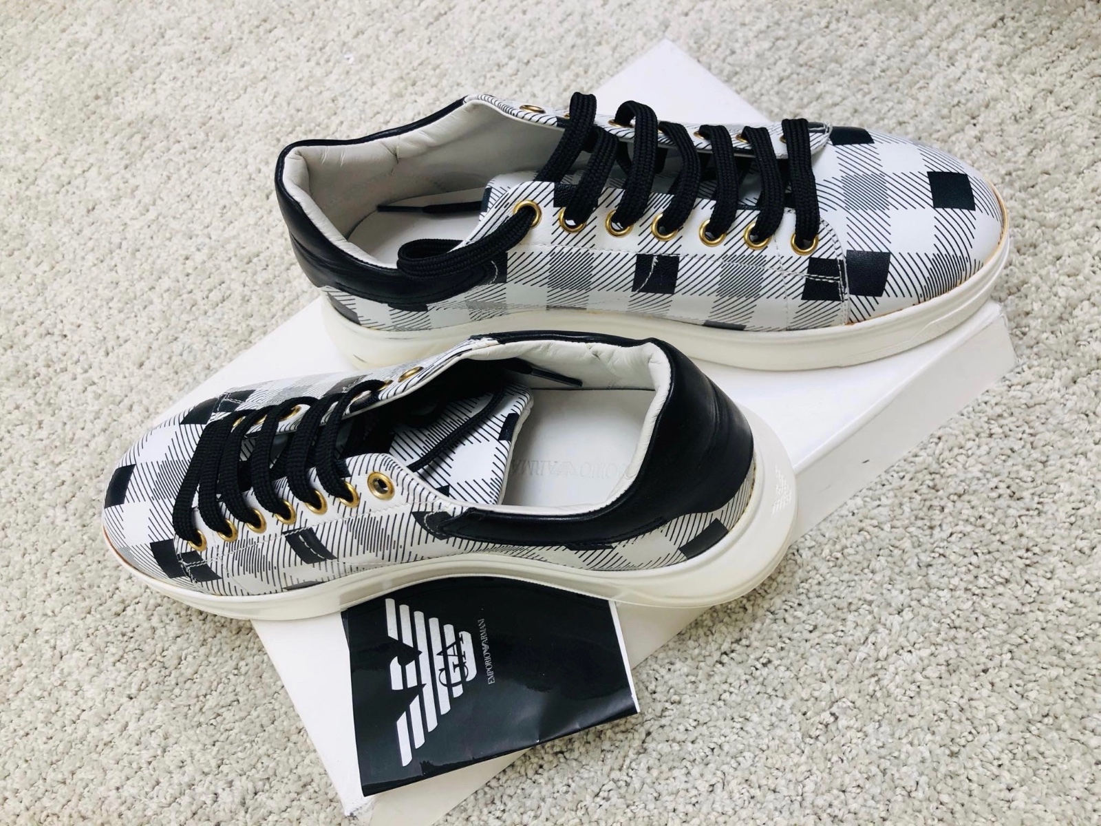 ✨ Sneakers tendance avec motif Damier- Style EMPORIO ARMANI ✨