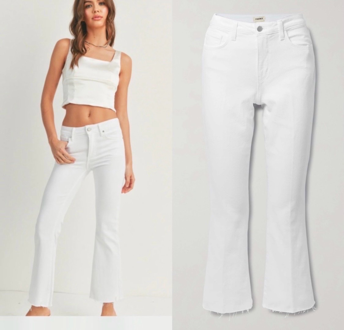 Pantallon blanc taille haute patte d'éléphant