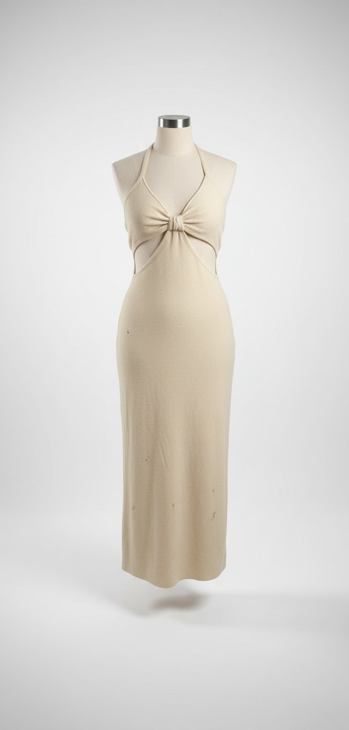 Robe en maille beige crème 