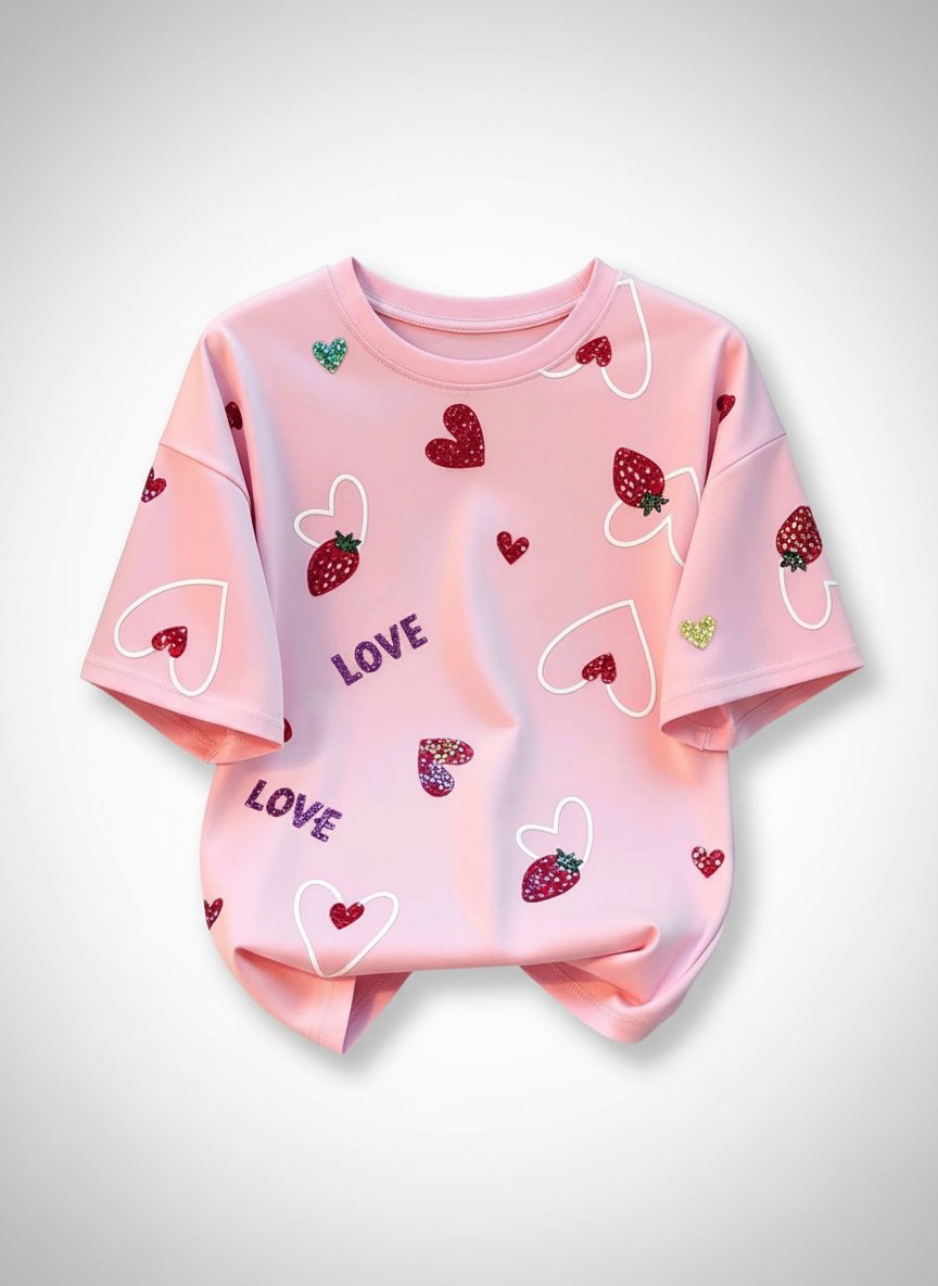 T-Shirt Heart & Strawberry