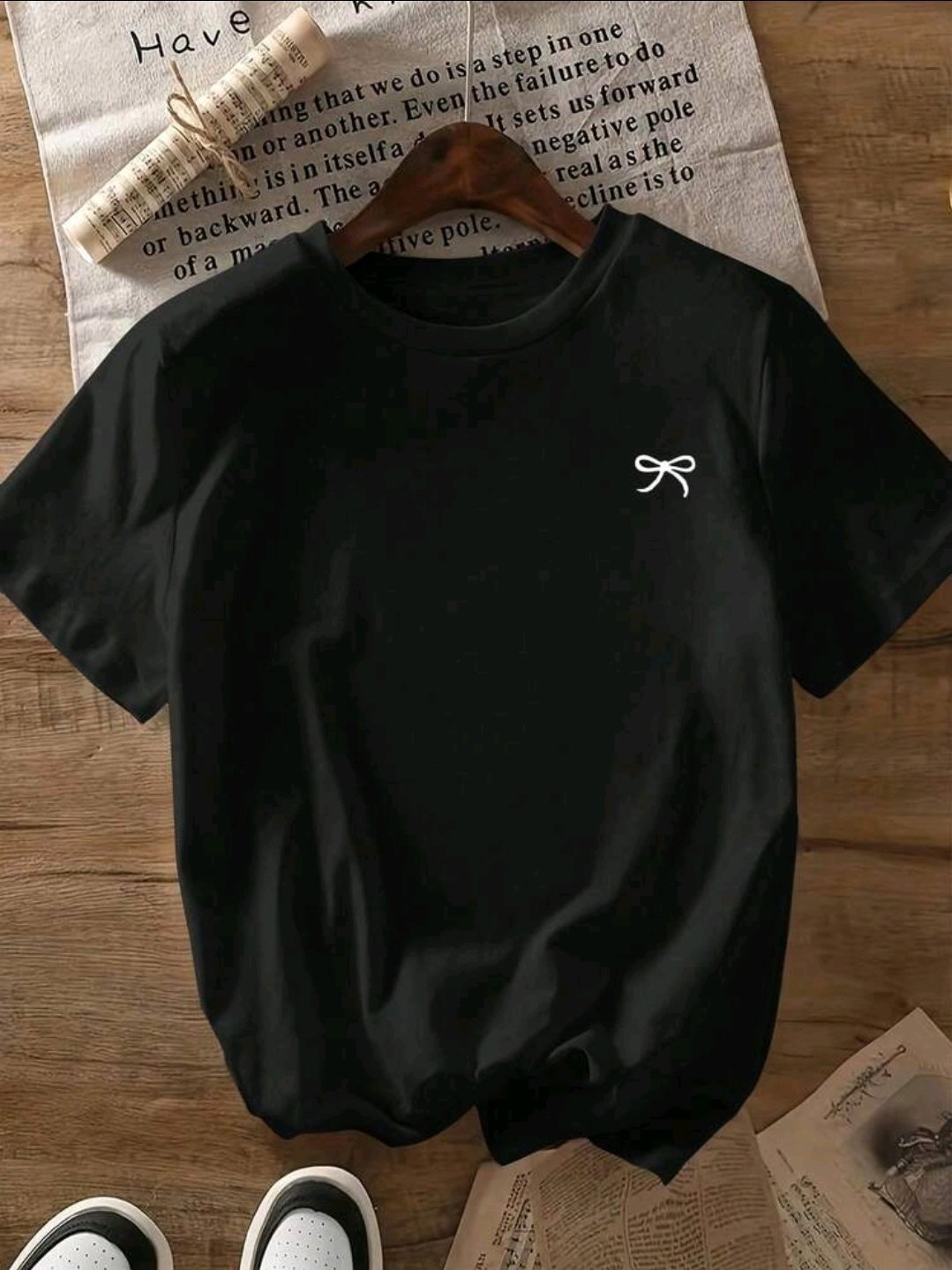 T-Shirt Top Casual Black Summer