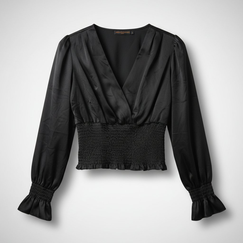 Chemise noire ,manche bouffon,trop chic w jdida ,avec des détails modeste,la taille 36,38